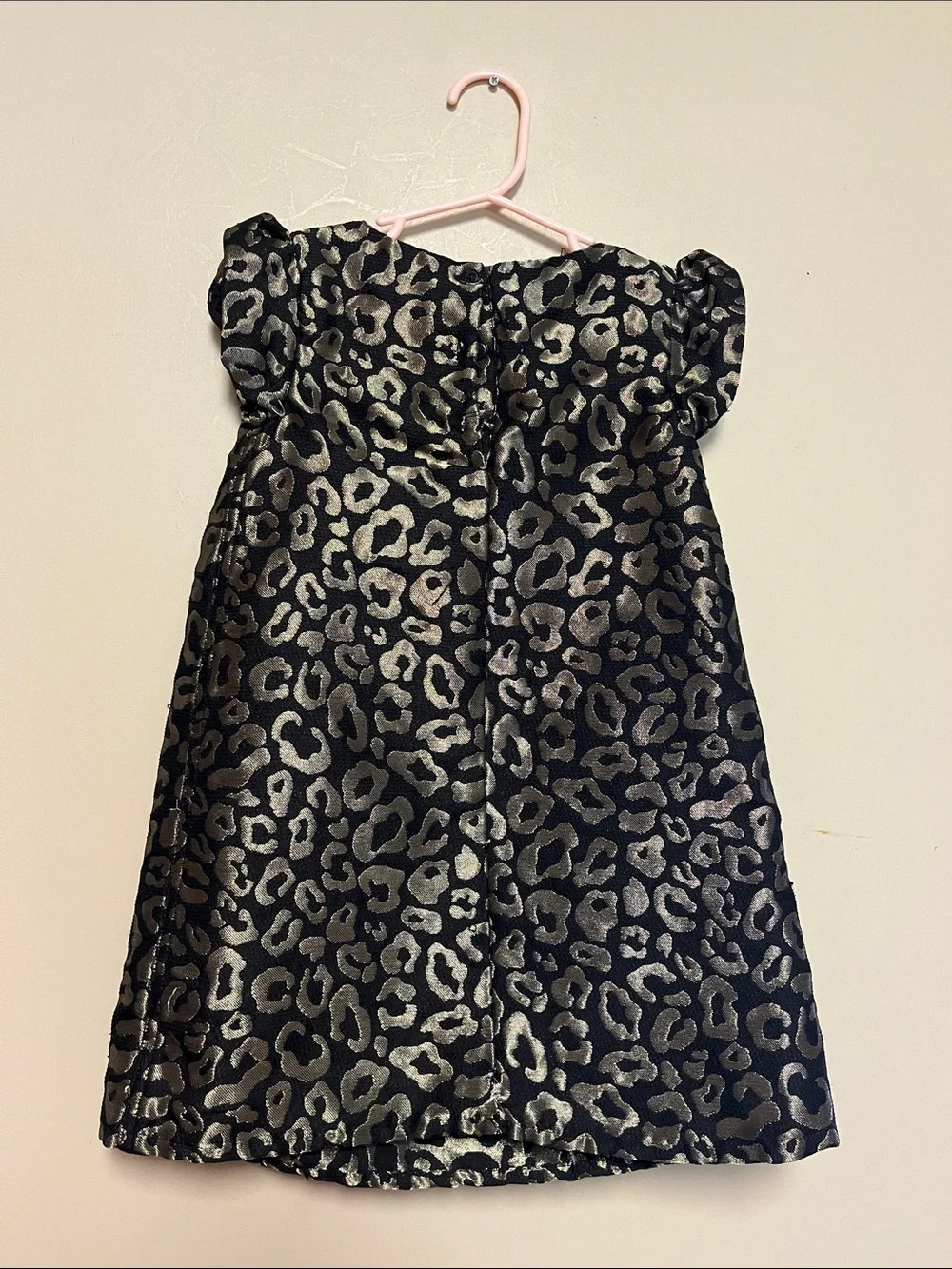 Gymboree Black Dress with Silver Leopard Metallic Print